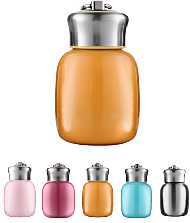 Mini-Thermosflasche, 200 ml, niedliche Wasserflasche, vakuumisolierte Edelstahl-Wasserflaschen, auslaufsicher, hält heiß und kalt, für zu Hause, im Freien, auf Reisen Einheitsgröße Orangegelb