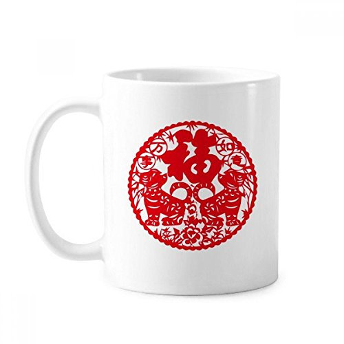 Taza de cerámica para cortar papel de Año Nuevo Chino, cerámica, café, porcelana, vajilla