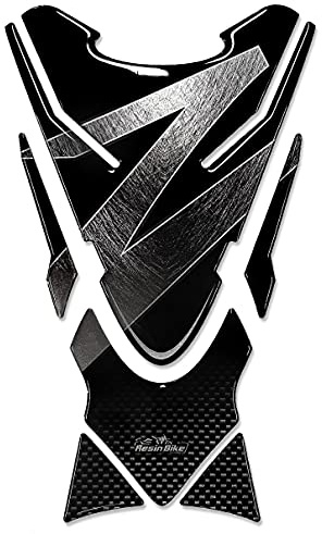 Resin Bike Adesivi Moto Compatibile con Kawasaki Z750 e Z1000. Protezione Paraserbatoio da Urti e Graffi. Adesivo Resinato con Effetto 3D per Serbatoio Serie Z - Argento