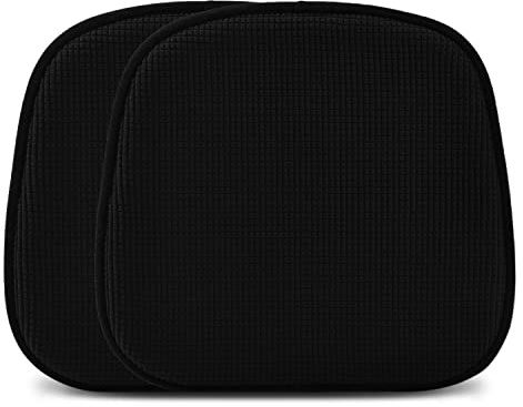 Shinnwa Dining Chair Cushions 2 Pack, Non Slip Indoor Chair Pads, U-Shaped Kitchen Seat Cushions, Set of 2, 15 x 16 Inches, Black