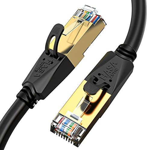 HASA zone Cable Ethernet Cat 8 3 Metros, Cable Red SFTP con Conector RJ45 Oro Alta Velocidad 40 Gbps / 2000 Mhz Cable LAN Compatible con Router, servidor, PS5, Xbox,Cat7, Cat6a