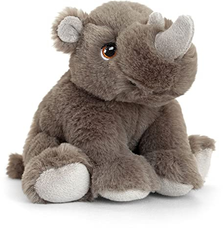 tachi Plüschtier Nashorn dunkel grau, Kuscheltier Rhinozeros 18 cm, Sitzendes Stofftier Huftier