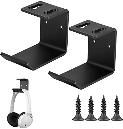 Jttxiu 2 Pièces Support Muraux pour Casque en Métal, Porte Casque pour Bureau, Pose Adhésif Casque Collant et Vissé Crochets pour Casques