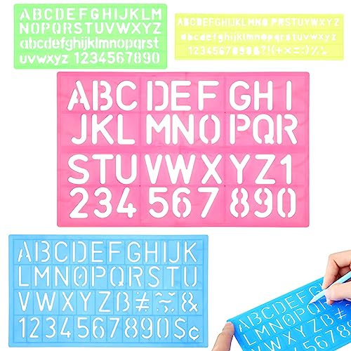 Ciieeo 4-Teiliges Buchstaben- Und Zahlen-Alphabet-Schablonen-Set Buchstaben-Schablonen aus Kunststoff zum Lernen Malen Scrapbooking