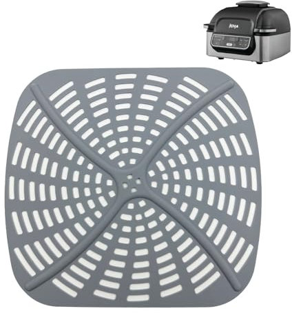 Silikonform für Heißluftfritteuse für Ninja Foodi Health Grill und Heißluftfritteuse AG301EU, Antihaftbeschichtet Wiederverwendbar Silikoneinsatz Zubehör, 21 cm x 22 cm(Grau)