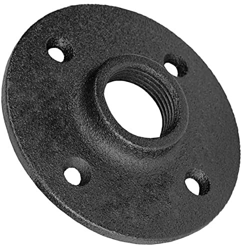 Gewinde Fitting Verschraubung aus Temperguss schwarz - Flansch mit 2 Rohr Zoll Innengewinde IG und 4 Bohrungen Nr. 329