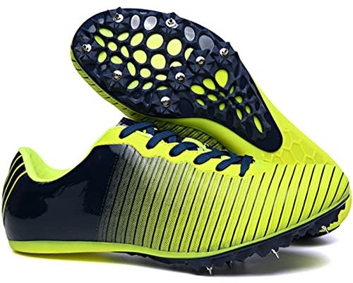 Hombres Mujeres Niños Niñas Clavos Atletismo Carreras Zapatos para correr Zapatillas de deporte de atletismo Use TPU Suela dura de soporte con 8 clavos desmontables ( Color : Green , Size : 42.5 EU )