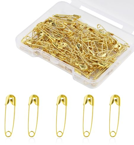 500st Små Säkerhetsnålar, 19mm Mini Metall Pins för Kläder, Sömnad, Hantverk och Smyckestillverkning (Guld)