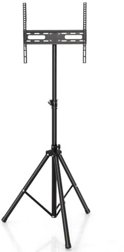 COSTWAY Support TV Universel Pivotant avec Hauteur Réglable | Pied TV Antidérapant en Métal pour écrans 21-47 LCD LED Plasma, Trépied Pliable, Charge max 35kg, pour Chambre Salon Bureau