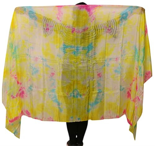EPASHA Tanzbänder, Seidenfächer, Bauchtanz-Schleier aus Seide for Damen, Bauchtanz-Requisiten, Bauchtanz-Übungs-Seidenschleier, 250/270 x 114 cm, Batik-Seidenschleier