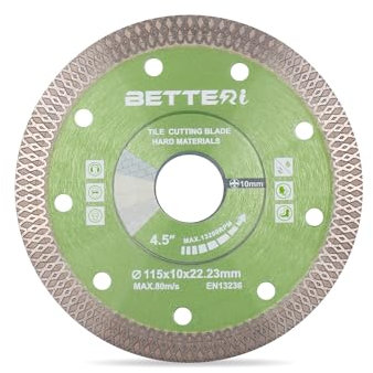 BETTERI 2 Stück Diamantscheibe 115mm x 22,23mm Extra Dünn, Diamant Trennscheiben für Trennschneider & Fliesenschneider, zum Schneiden von Fliesen, Feinsteinzeug, Keramik, Marmor, Segment: 10 mm