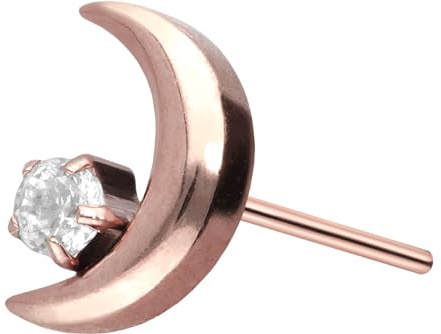 PIERCINGLINE Titan Aufsatz mit Push Pin MOND + KRISTALL OHNE Labret Stecker Piercing Ohr Tragus Helix Conch Farbauswahl