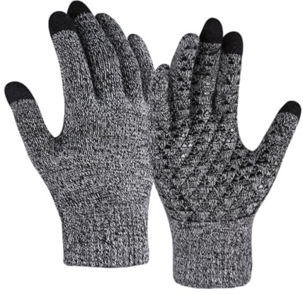 SMED Touchscreen-Handschuhe für Männer und Frauen warme und kältebeständige verdickte gestrickte Woll-Fahr- und Fahrrad-Fingerhandschuhe Schwarz B Einheitsgröße
