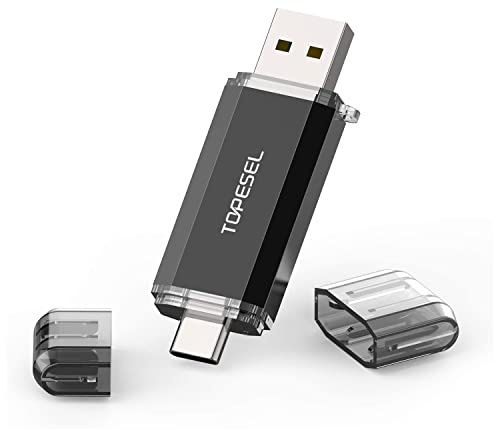 TOPESEL Type C 256GB USB C Flash Drive Dual 2-in-1 Thumb Drive USB 3.0/3.2 Gen1 Drive 256 GB USB-C Memory Stick with LED Indicator for Easy Data Sharing Between PC and Android Smartphones