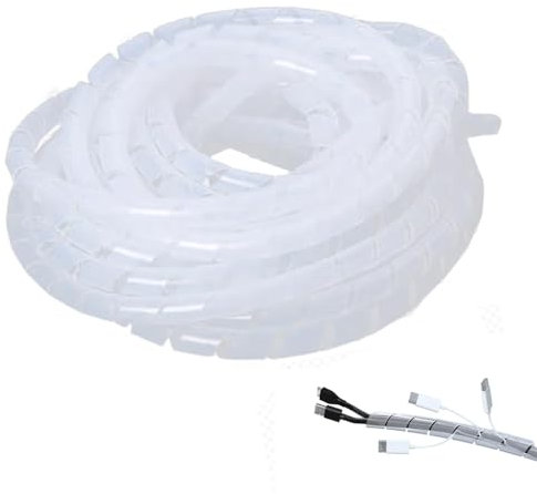 33Ft Spiral Cable Wrap - White Cord Covers Bundle Sleeve Hose for PC TV Computer Electrical Wire Organizer, Cord Cover and Detangler.