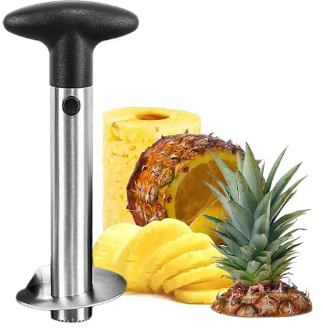 NIUQIGE Cortador de Piña de Acero Inoxidable - Dispositivo Mejorado para Cortar Piña con Mango Desmontable, Pelador de Piña y Removedor de Núcleos, Ideal para Cocina y Hogar