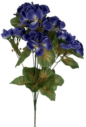 Easylife Pack of 3 Triple Flowered Faux Geraniums – Realistic White Artificial Outdoor Plants – Weather Resistant Flowers for Garden – Wedding Bouquet, Purple, L49 x W26cm