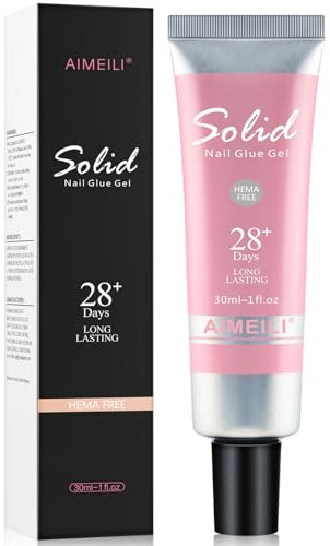 AIMEILI Solid Nail Glue 30 ml 3 in 1 Gel Glue Solido per unghie Tips e Soft Gel Nail Tips