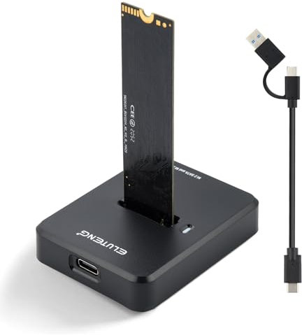 ELUTENG Estación de Acoplamiento para Discos Duros M.2 NVME y SATA, 10 Gbps M2 a USB, Carcasa para M-Key B+M Key, Adaptador de Protocolo Dual para SSD 2230 2242 2260 2280 Con Almohadillas