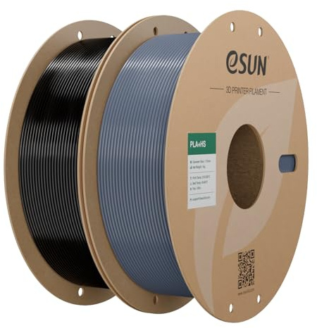eSUN PLA+ Filament 1,75 mm, Höghastighets 3D-Skrivarfilament Dimensionell Noggrannhet +/- 0,03 mm, 1KG per Spole, 2 Spolar Snabbt PLA Plus-filament för Höghastighetsskrivare,Svart och Grå