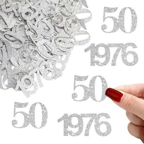 ALEGRE Glitzer Konfetti 50 Geburtstag Deko Groß 3,4-5cm, Deko 50. Geburtstag Mann, Streudeko 50 geburtstage Frau,Tischdeko 50 Geburtstage Mann,Goldene Hochzeit Deko Tisch,Geburtstagsdeko 50 Jahre