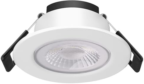Bright Source Core LED Recessed Downlight, TRIAC Dimmable, 8W, 960lm, 4000K Cool White, IP65 Rated with Bezel, Fire Rated, 55mm Cutout