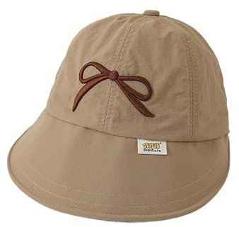 Zkydhbd Hut, Stickerei, Schleife, Schlapphut für Mädchen, Frühling, Schirmmütze, modisch, sonnenfest, für Kinder, Outdoor, Sonnenschutz, khaki, 41