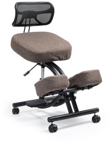 kenoko Hozeru Ergonomischer Kniestuhl Verstellbarer aus Öko-Leder für zu Hause und das Büro. Ergonomischer Bürostuhl mit braunem Bezug aus Öko-TEX-Gewebe mit Standard 100-Zertifizierung