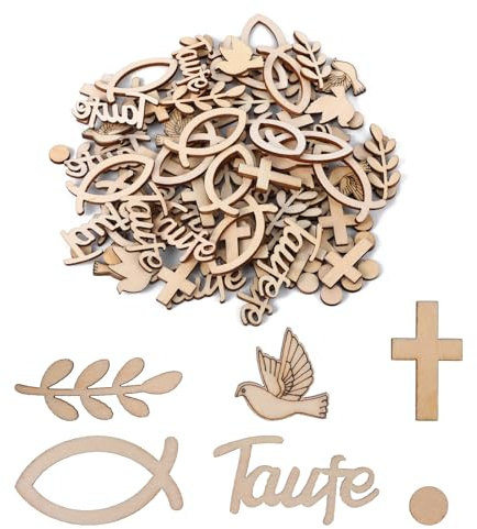 100 Stück Taufe Deko,Streudeko Taufe,Kommunion Deko,Deko Taufe Mädchen Junge,Tischdeko Taufe,Gastgeschenk Taufe,Konfirmation Deko,Holz Deko Fische Streudeko,Holz Taufe Deko,Taufe Tischdeko