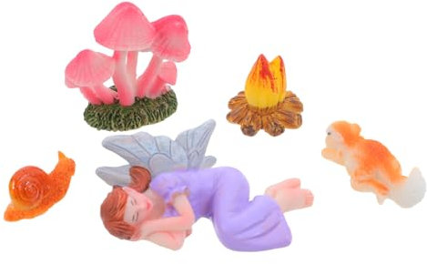 Abaodam 5stücke Teiliges Gartendekor-Set Mit Feenfiguren Miniatur-moosdekor Gartenstatuen Winzigen Tierfiguren Und Schnecken Für Puppenhaus-Dekoration