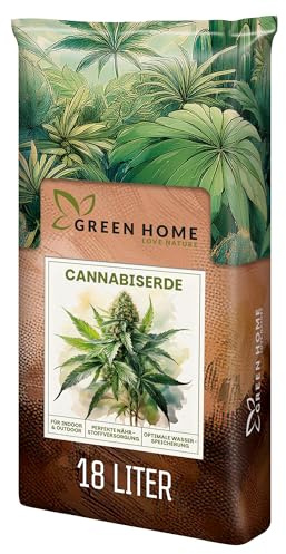 Green Home Cannabis & Hanferde 18 Liter | All Mix Erde für Wachstum & Blüte | Perfekt für Autoflower | Mit Perlite, Weißtorf & Kokosfaser | Langzeitnährstoffe | Optimaler pH-Wert: 5,8