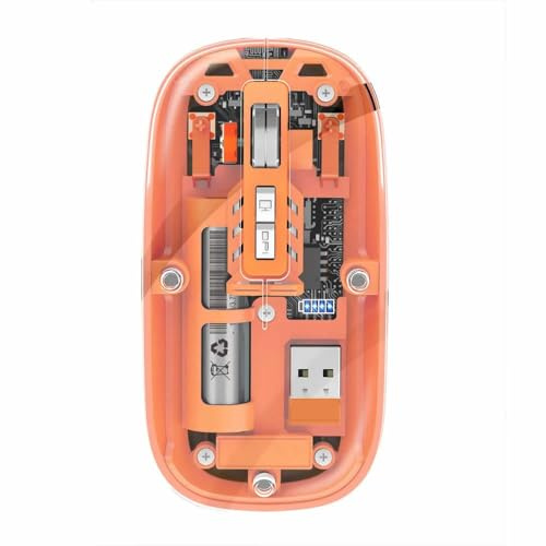 Combrite Transparent trådlös mus, Bluetooth + 2,4 GHz mus med dubbla lägen, USB-C uppladdningsbar, smal ultra bärbar design, justerbar DPI, smal och ultraportabel för bärbara datorer, datorer, Mac