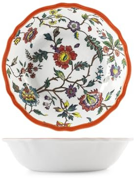 H&H, Insalatiera Blossom in 100% Melamina Ø 30 cm, decoro Floreale con Bordo Colorato, Leggera, Infrangibile, Lavabile in Lavastoviglie, per Esterni, Campeggio, Giardino, Terrazzo, Camper