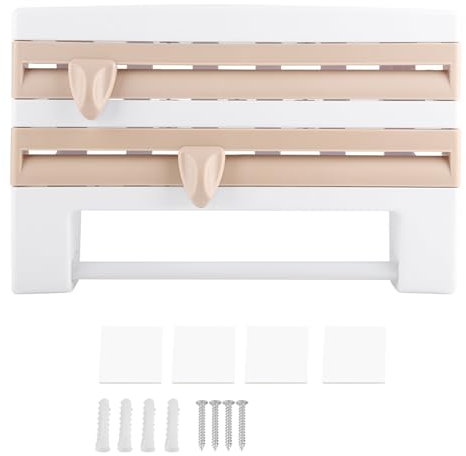Film Cling Cutter, Dispensateur enveloppe en plastique avec coupeur 39x10x24cm / 15.35x3.94x9.45 pouces Papin serviettes murales Rouleaux Rouleaux pour l'organisation de la cuisine (Kaki)