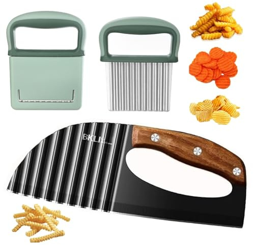ZYEKIU Coupe Pomme de Terre 2 Pièces Coupe Frites Manuel Decoupe Frite | Coupe Frites en Acier Inoxydable Couteau de Tranches de Pomme de Terre Coupes Patate pour Fruits Salade Légumes