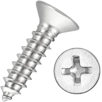 Kozelo 100pcs Phillips Wood Screws #10x3/4 304 Stainless Steel Silver | Flat Head Countersunk Self Tapping Screws for Furniture Assembly, Interior Trim, Outdoor Construction