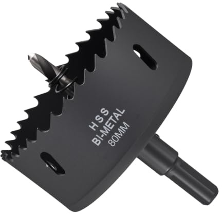 METALLIXITY Kit de Scies Cloche Bi-Métal 80mm (3-5/32), Fraiseuse à Trou en Acier Rapide M42 avec Mèche Centrale, Clé Hexagonale et Ressort - pour Tôle Métallique, Bois, Noir