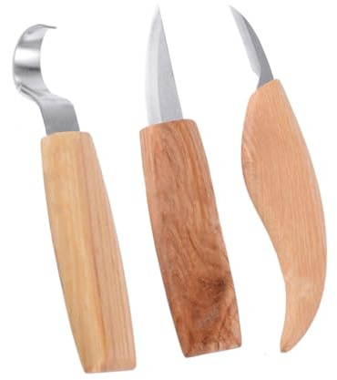 Set 3 Pezzi di Coltelli da Intaglio Legno in Acciaio | Chrome-vanadium Steel, Impugnatura Ergonomica, Utensili per Lavorazione e Incisione in Officina