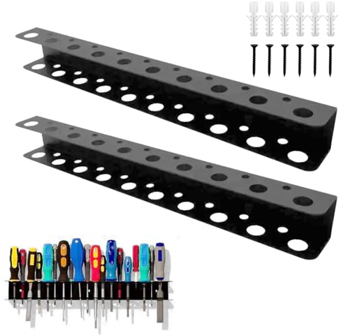 AROMUJOY 2 Stück Werkzeughalter Wand, 40cm Schraubenzieher Halterung, Werkzeug Wandhalterung 19 Löcher, Zangenhalter Schraubendreher Halter für Garage, Werkstätten, Werkbänke