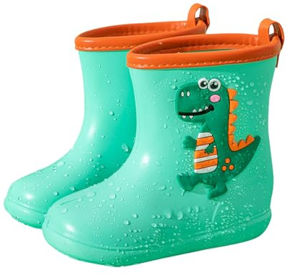Stivaletti Pioggia Bambina Stivali Gomma Galosce per Bambino Bambina Unisex Stivali da Pioggia Antiscivolo in PVC Stivaletti Impermeabili Colorati Scarpe da Cartone Animato (1-Light Green, 22)