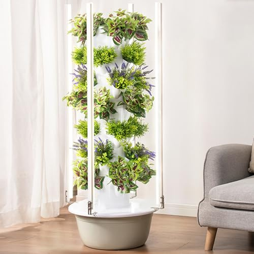 Hydroponik odlingstorn – smart inomhusträdgård med LED-växtljus och automatiskt vattencirkulationssystem för färska lövgrönsaker och örter – perfekt trädgårdslösning för hemmet