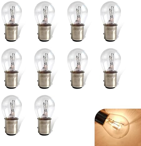 Qurbuns 10 PCS 1157 P21/5W S25 BAY15D Light Bulbs, Double Tail High and Low Brake Light Bulb, Car Turn Signal Bulbs, Universal Halogen Tail Indicator Lamp (White)