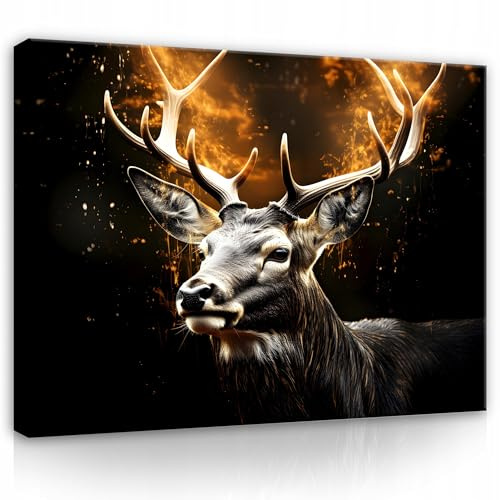 WallArena Leinwand Bilder 120x80 cm | Hirsch, Leinwandbilder, Bild auf leinwand, Format: 120x80 cm (BxH) - einteilig auf Canvas Leinwand. Das Leinwand