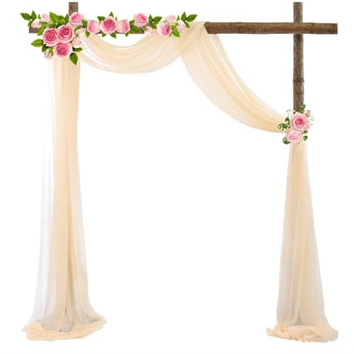 GIYXHU Tessuto per Drappeggio dell'Arco Nuziale 1PC Archi di Nozze Tende in Tessuto Chiffon Matrimonio Stage Sfondo Tetto Decorazione del soffitto da(Champagne)