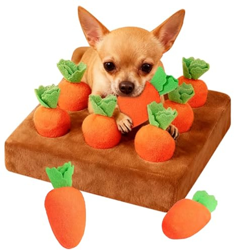 Karotten 2026 Neu Schnüffelball Hund Schnüffelteppich | Hundespielzeug Intelligenz Kleine Hunde Karotte Puzzle Spielzeug Aktivitätsmatte Mit 9 Stück Karotte | Mentale Stimulation Ihres Hundes