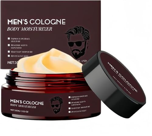 Körperbutter für Männer mit Duft, Feuchtigkeitscreme mit Kölnischwasser-Duft, Tiefenpflegende Feuchtigkeitslotion, Hautstraffende Lotion, Zieht schnell ein & Nicht fettend