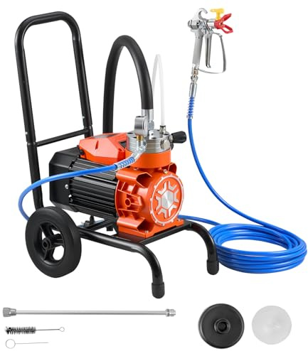 VEVOR Luftfri färgspruta med membran 900 W, airless färgspruta med 0,48 GPM vagn, 2 200 PSI, med förlängningsstång, för inomhus- och utomhussprutning