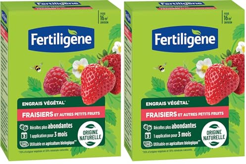 ERTILIGENE FEGFRA12 - Engrais Végétal Fraisiers et Autres Petits Fruits 1,2 kg - Des récoltes plus abondantes - Seulement 1 application en 3 mois - Jusqu'à 16m² - Produit 100% naturel avec zéolite