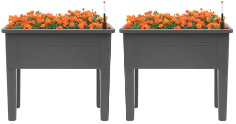 Set di 2 fioriere per balcone 75x34,5x65,5 cm - Fioriera quadrata in plastica per verdure, fiori ed erbe, fioriera moderna per terrazzo, giardino e cortile
