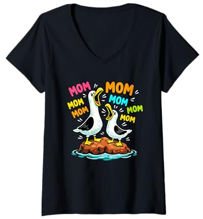 Donna Mamma Gabbiano Divertente Mamma gabbiani Festa della Mamma Mamma Umorismo Maglietta con Collo a V
